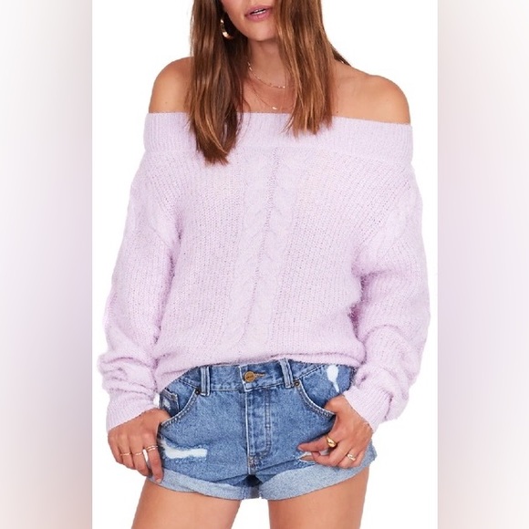 Amuse Society Miraflores Off the Shoulder Sweater in Lilac - Picture 1 of 7